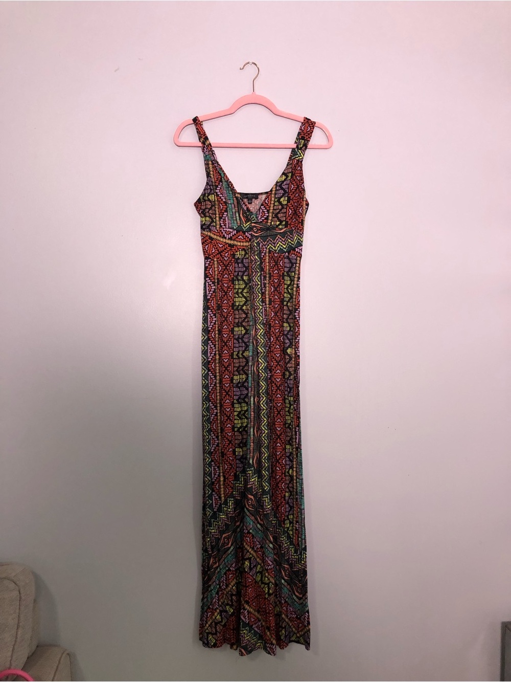 Spense Multi-Pattern Tribal Maxi Dress in Red, Green & Blue